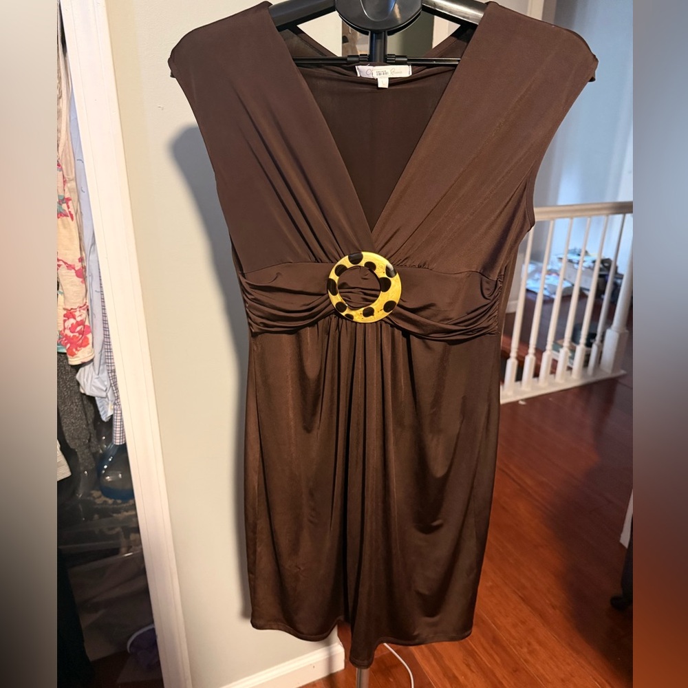 Vintage Charlotte Russe slinky brown mini dress y2k large